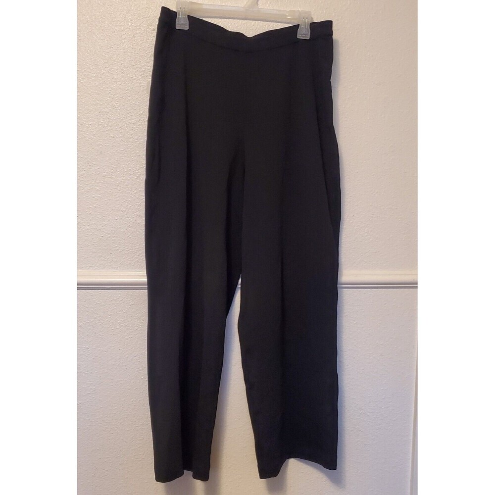 Chicos Pants Black Elastic Waist Pull On Rayon Nylon Chico's Size 3 (US XL/16)‎